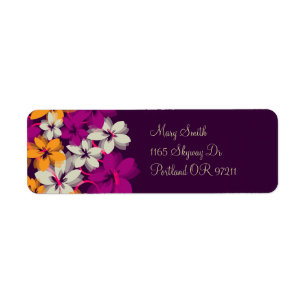 "return address" Blossoms & Swirls Plum Purple Return Address Label