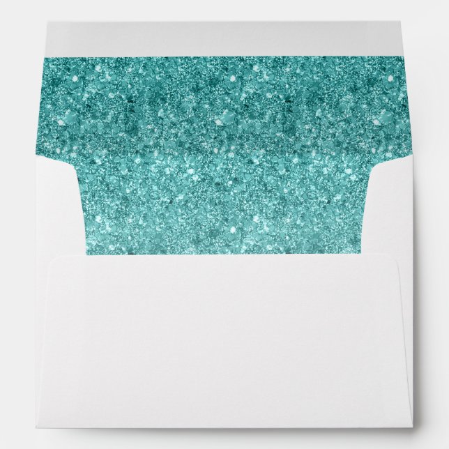 Return Address, Blue Glam Glitter Rectangle Envelope (Back (Bottom))