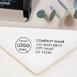 Return Address Business Stamp | Brand Logo Stamps<br><div class="desc">This business logo return address stamp is a clean, professional way to brand mail and packaging. Designed for small businesses, offices, or creative entrepreneurs, it helps you add a polished and consistent look to every envelope or parcel. Easily personalize it in Zazzle’s online editor by adding your business name, logo,...</div>