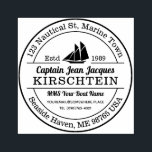 Return Address Captain Boat Yacht Nautical Marine Rubber Stamp<br><div class="desc">Create your own nautical logo return address with this design featuring a yacht or boat. Replace the sample text with your own for a personalised gift.</div>