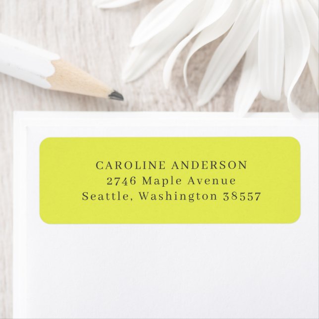 Return Address Chartreuse Personalised Elegant Label (Insitu)