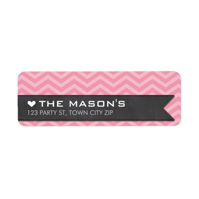 RETURN ADDRESS chevron zigzag pink chalkboard flag Label (Front)