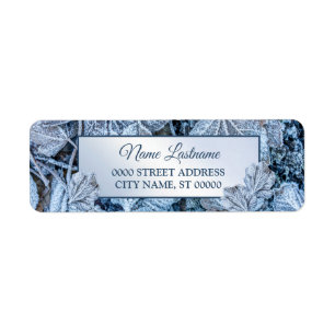 Return Address Christmas Blue Leaves Holidays Label