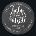 Return Address Christmas Boho Chalkboard Classic Round Sticker<br><div class="desc">Festive boho Christmas holidays return address labels for you to personalise with your own message,  year,  family name and address details on a chalkboard background. Designed by Thisisnotme©</div>