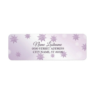 Return Address Christmas Pink Purple Snowflakes Label