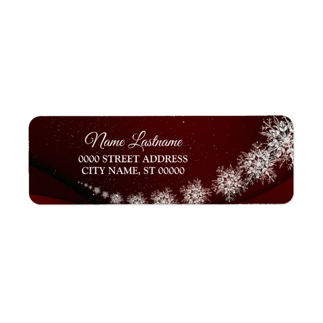 Return Address Christmas Snowflakes Red Rustic Label (Front)