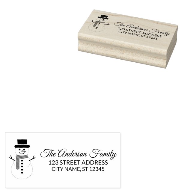 Return Address | Christmas Snowman Personalised  Rubber Stamp (Stamped)