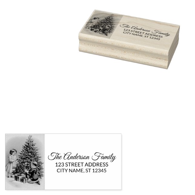 Return Address | Christmas Tree Personalised       Rubber Stamp (Stamped)