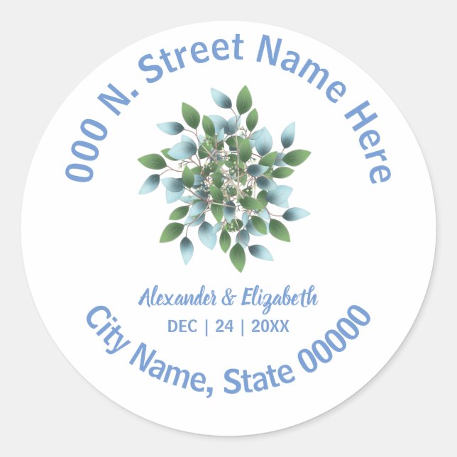 Return Address Classic Eucalyptus Greenery Classic Round Sticker (Front)