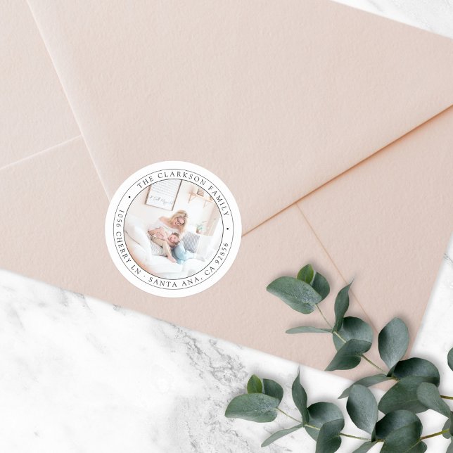 Return Address Classic Round Photo Sticker (Creator Uploaded)