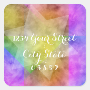 Return Address Colour Block Watercolor Design Square Sticker