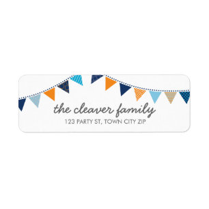 RETURN ADDRESS colourful fun bunting blue orange Return Address Label