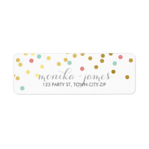 RETURN ADDRESS confetti gold mint coral chalkboard Return Address Label