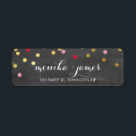 RETURN ADDRESS confetti gold red pink chalkboard Label<br><div class="desc">A modern, bold design with a super cute confetti pattern. Setup as a template it is easy to customise with your own text - make it yours! Love the design but want to see it altered - different colour - a different product to complete your branding? No worries - simply...</div>