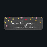 RETURN ADDRESS confetti gold red pink chalkboard Return Address Label<br><div class="desc">A modern, bold design with a super cute confetti pattern. Setup as a template it is easy to customise with your own text - make it yours! Love the design but want to see it altered - different colour - a different product to complete your branding? No worries - simply...</div>