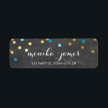 RETURN ADDRESS confetti gold turquoise chalkboard Label<br><div class="desc">A modern, bold design with a super cute confetti pattern. Setup as a template it is easy to customise with your own text - make it yours! Love the design but want to see it altered - different colour - a different product to complete your branding? No worries - simply...</div>