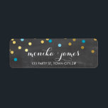 RETURN ADDRESS confetti gold turquoise chalkboard Return Address Label<br><div class="desc">A modern, bold design with a super cute confetti pattern. Setup as a template it is easy to customise with your own text - make it yours! Love the design but want to see it altered - different colour - a different product to complete your branding? No worries - simply...</div>
