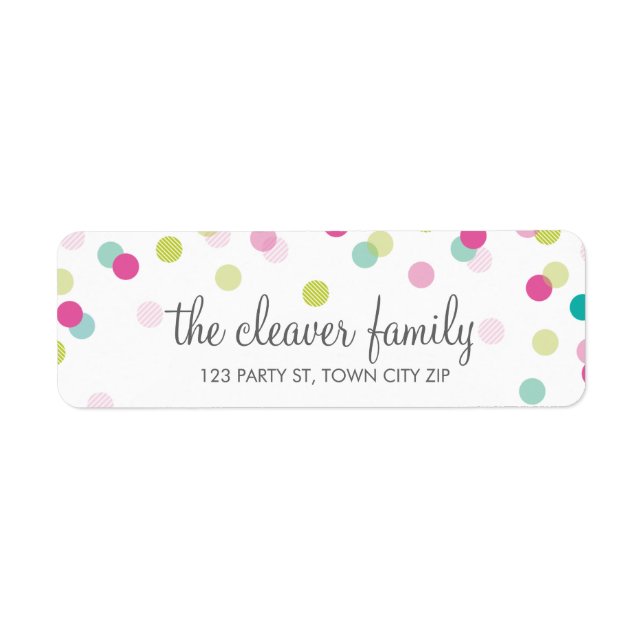RETURN ADDRESS confetti polka dot colourful fun Label (Front)