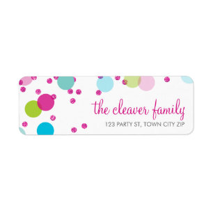 RETURN ADDRESS confetti polka dot colourful glitte Label