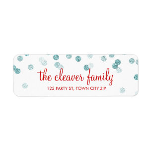 RETURN ADDRESS confetti polka dot glitter blue Label