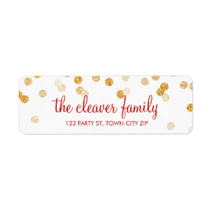 RETURN ADDRESS confetti polka dot glitter gold Return Address Label