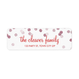 RETURN ADDRESS confetti polka dot glitter pink Return Address Label