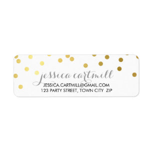 RETURN ADDRESS confetti polka dot gold chalkboard Label