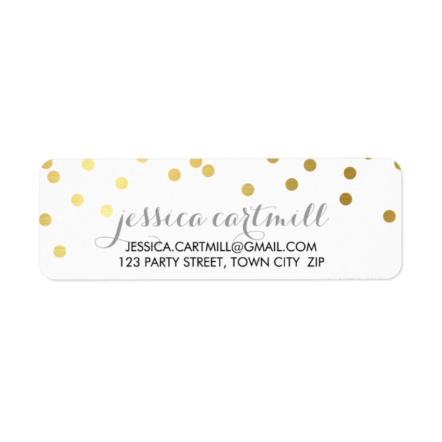 RETURN ADDRESS confetti polka dot gold chalkboard Label (Front)