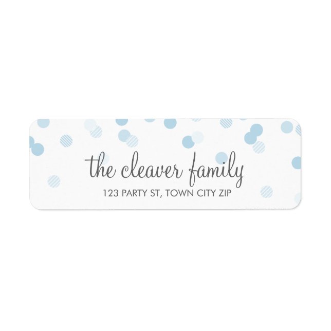 RETURN ADDRESS confetti polka dot pale baby blue Label (Front)