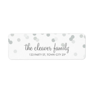 RETURN ADDRESS confetti polka dot pale soft grey Label