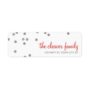RETURN ADDRESS confetti polka dot silver glitter Return Address Label