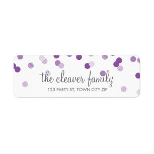RETURN ADDRESS confetti polka dot violet purple Label