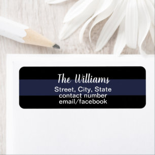 return address contact information black/blue label
