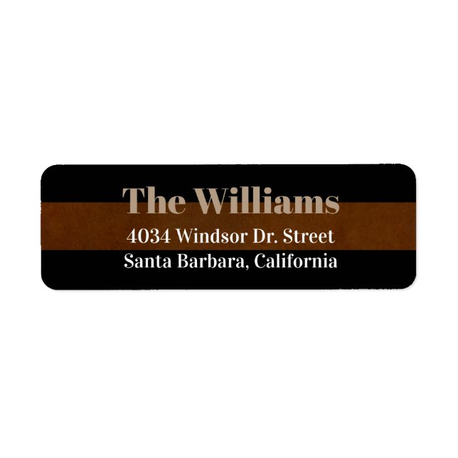 return address contact information black/brown label (Front)