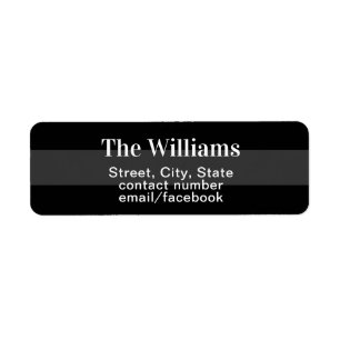 return address contact information black/grey return address label