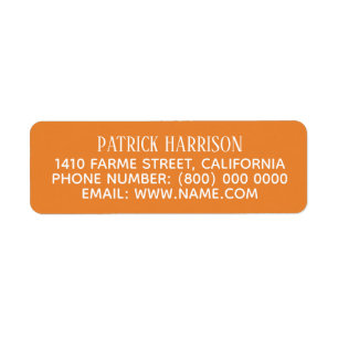 return address contact information on orange label
