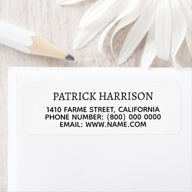 Return Address Contact Information on white Label (Insitu)