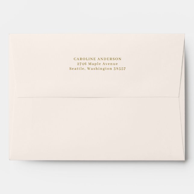 Return Address Cream Pink Lined Gold Personalised Envelope (Back (Top Flap))