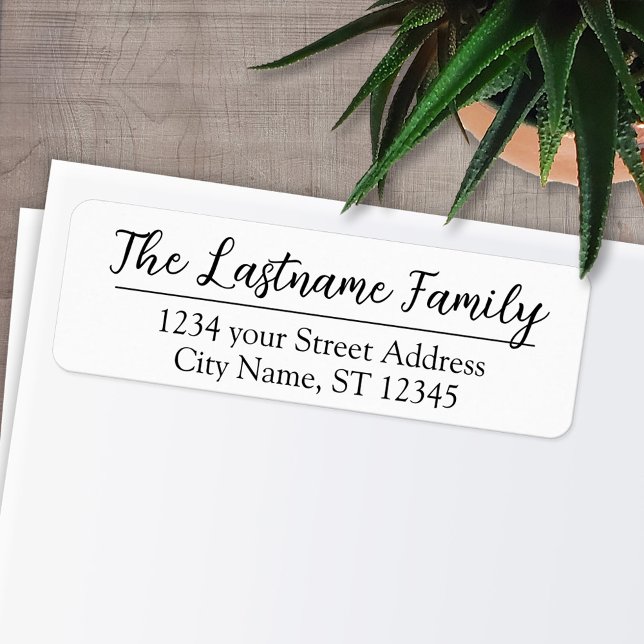 Return Address Custom Family Name Everglow Script Label (Personalized Return Address Labels - Fun, modern fonts)