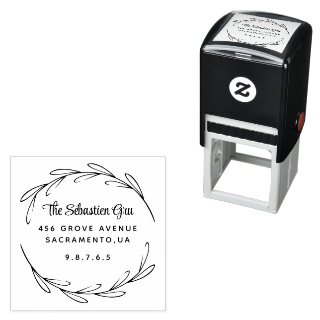 Return Address Custom Script Family Self-inking Stamp (In Situ)