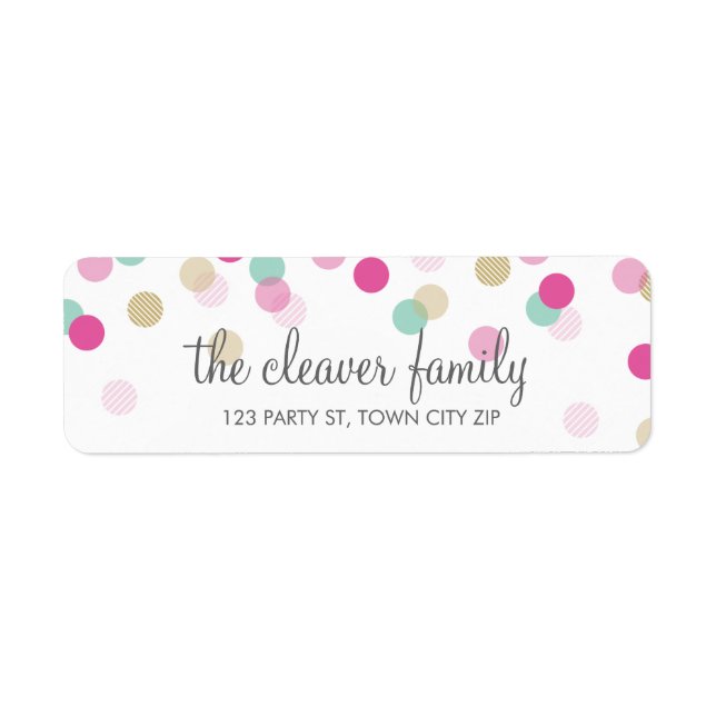 RETURN ADDRESS cute confetti polka dot colourful Label (Front)
