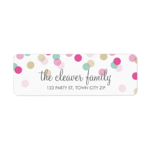 RETURN ADDRESS cute confetti polka dot colourful Return Address Label