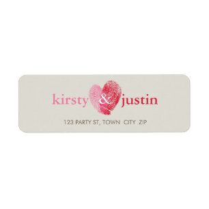 RETURN ADDRESS cute fingerprint heart couple love Label