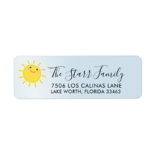 RETURN ADDRESS cute kawaii smiling sun Label