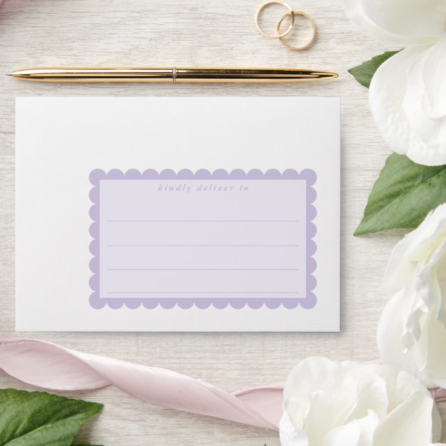 RETURN ADDRESS cute scallop edge lilac purple Envelope (Wedding)