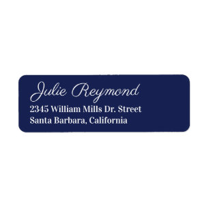 return address dark-blue label