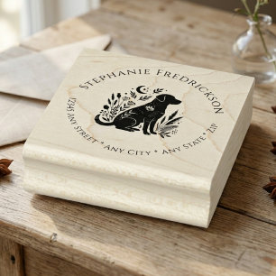 Return Address Dog Floral Celestial Botanical Gift Rubber Stamp