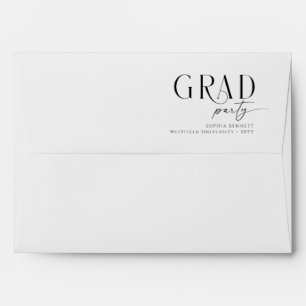 Return Address Elegant Black Script Graduation Envelope