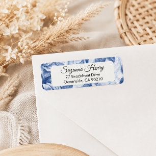 Return address _elegant handwriting BLUE ROSES Label