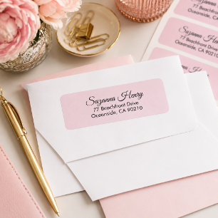 Return address _elegant handwriting blush pink label